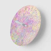 紫のかわいらし金ゴールドとピンクのテクスチャ ラウンド壁時計 (傾斜)