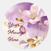 紫のかわいらし金ゴールドフローラ ラウンドシール (正面)