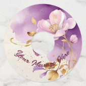 紫のかわいらし金ゴールドフローラ ワイングラスタグ (正面)