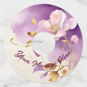 紫のかわいらし金ゴールドフローラ ワイングラスタグ (裏面)