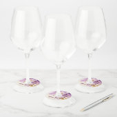 紫のかわいらし金ゴールドフローラ ワイングラスタグ (セット)