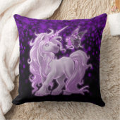 紫のきらめくピンクの一角獣 クッション (ブランケット)