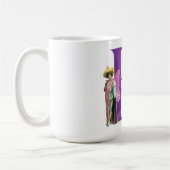 紫のきらめく図解入りの、写真付きの文字P コーヒーマグカップ (左)