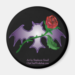 紫のこうもりとバラ マグネット