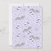 紫のこうもり不気味かわいい赤ちゃんシャワー 招待状 (裏面)