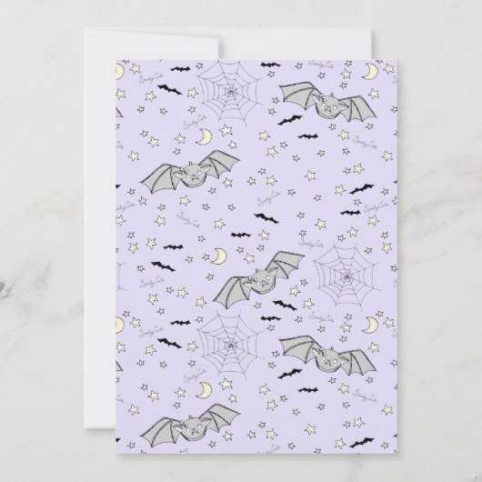 紫のこうもり不気味かわいい赤ちゃんシャワー 招待状