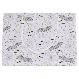 紫のこうもり不気味キュイ男女兼用 ラージペーパーバッグ