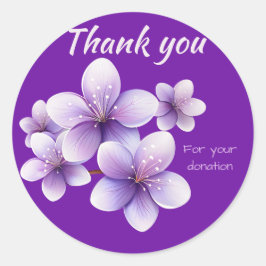 紫のさくらんぼの花お礼 ラウンドシール