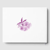 紫のさくらんぼの花の水の色のカスタムウェディング ゲストブック (裏面)