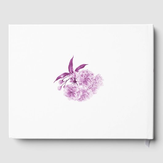 紫のさくらんぼの花の水の色のカスタムウェディング ゲストブック (裏面)