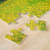 紫のさくらんぼツリーオンイエローフラワーフィールド ジグソーパズル (側面)