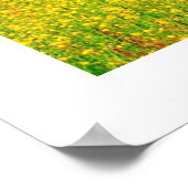 紫のさくらんぼツリーオンイエローフラワーフィールド ポスター (角)