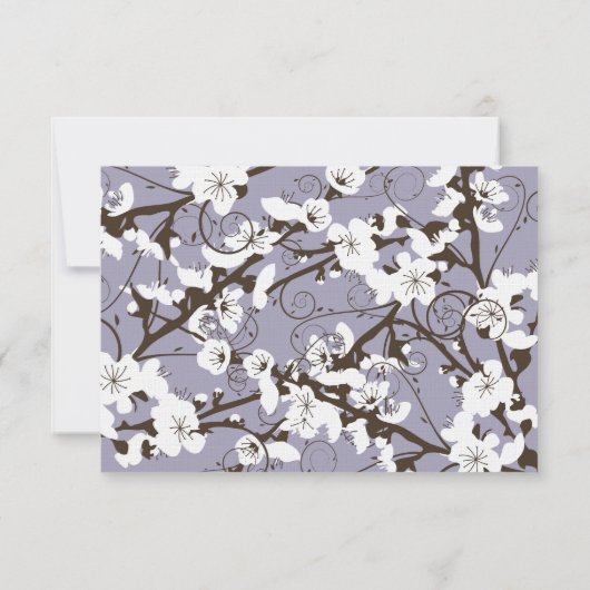 紫のさくらんぼ花咲きアジアの結婚披露宴 招待状 (裏面)