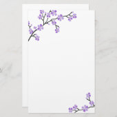 紫のさくらんぼ花文房具 便箋 (正面/裏面)