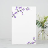 紫のさくらんぼ花文房具 便箋 (スタンド正面)