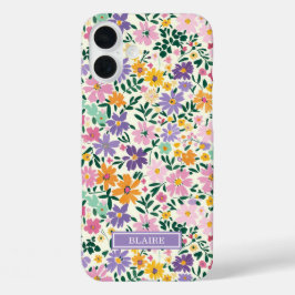 紫のちりめん花のモノグラム iPhone 16 PLUSケース
