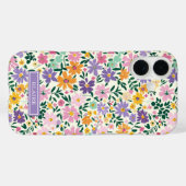 紫のちりめん風フラワーモノグラム Case-Mate iPhoneケース (裏面 (横))