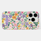 紫のちりめん風フラワーモノグラム Case-Mate iPhoneケース (裏面 (横))