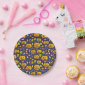 紫のどんぐりとカボチャのハロウィーン ペーパープレート (パーティー)