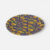 紫のどんぐりとカボチャのハロウィーン ペーパープレート (アングル)