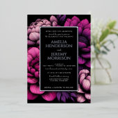 紫のはっきりしたフローラと詳細フォイル招待状 箔招待状 (立ち正面)