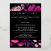 紫のはっきりしたフローラと詳細フォイル招待状 箔招待状 (裏面)