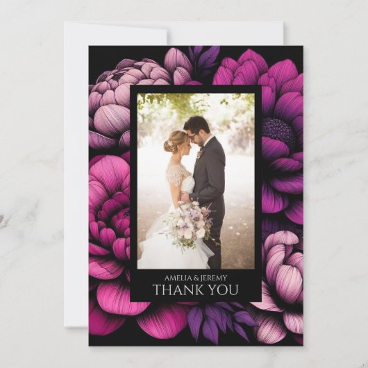 紫のはっきりしたフローラ サンキューカード (正面)