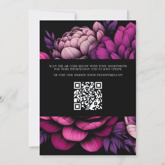 紫のはっきりしたフローラ（QRコードあり） 招待状 (裏面)