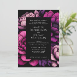 紫のはっきりしたフローラ(QRコードあり) 招待状