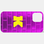紫のはっきりしたレンガのモノグラム上の黄色"K"カスタム Case-Mate iPhoneケース (裏面 / 右)