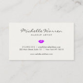 紫のはっきりした唇の水彩メイクアップアーティスト 名刺 (裏面)