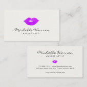 紫のはっきりした唇の水彩メイクアップアーティスト 名刺 (正面/裏面)