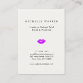 紫のはっきりした唇の水彩メイクアップアーティスト 名刺 (裏面)