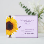 紫のひまわりのカ素朴ントリー結婚式の出欠確認カード 出欠カード (スタンド正面)