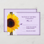 紫のひまわりのカ素朴ントリー結婚式の出欠確認カード 出欠カード (正面/裏面)