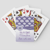 紫のふわふわした雲の赤ちゃんシャワー トランプ (裏面)