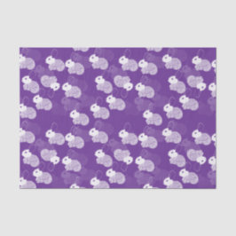 紫のふわふわの白いバンニー 薄葉紙