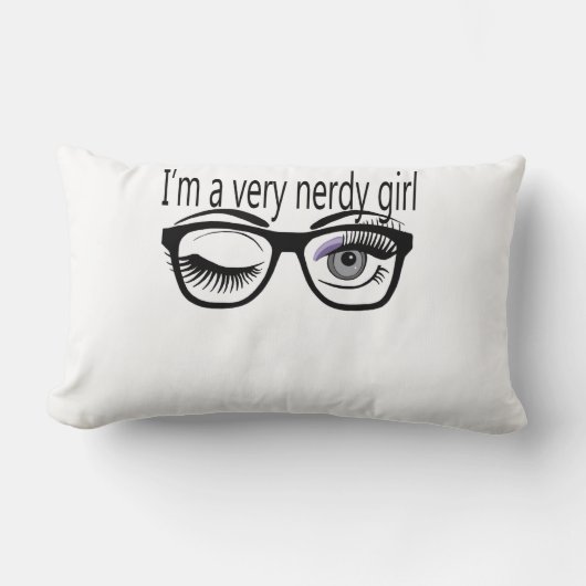 紫のアイシャドウを持つとてもオタクな女の子 ランバークッション (正面)