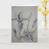 紫のアイリスのグリーティングカード カード (黄色い花)