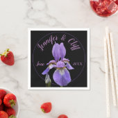 紫のアイリスエレガント スタンダードカクテルナプキン (インサイチュ)