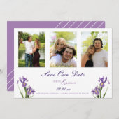 紫のアイリスガーデンの写真保存日 セーブザデート (正面/裏面)