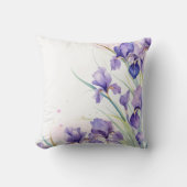 紫のアイリス縁どオオン白 クッション (正面)