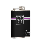 紫のアクセントストライプとモノグラム フラスク (右)