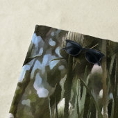 紫のアザミのリアルな芸術 ビーチタオル (インサイチュ)