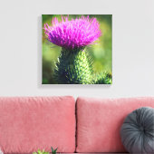 紫のアザミの花が閉まる キャンバスプリント (インサイチュ (リビング))