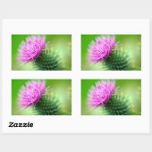 紫のアザミの花シール 長方形シール (シート)