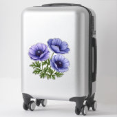 紫のアネモネの花束 シール (スーツケース)