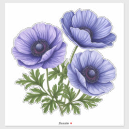 紫のアネモネの花束 シール