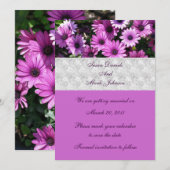 紫のアフリカのデイジーの花 ウェディング セーブ・ザ・デート 招待状 (正面/裏面)