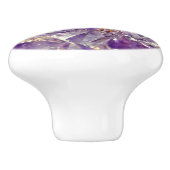 紫のアメジストクリスタルジェムストーンの外観 セラミックノブ (側面)